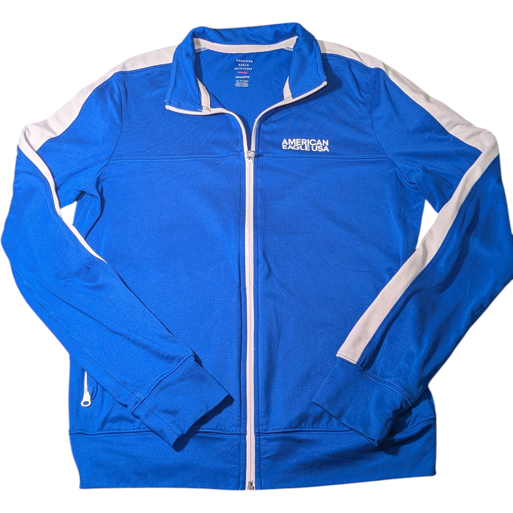 American Eagle Outfitters Full-Zip Jacket Blue With White Side Stripes Size XS